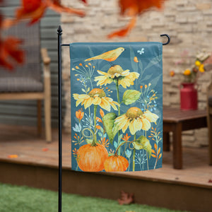 Yellow Finch & Sunflowers Suede Garden Flag