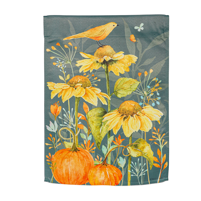 Yellow Finch & Sunflowers Suede Garden Flag