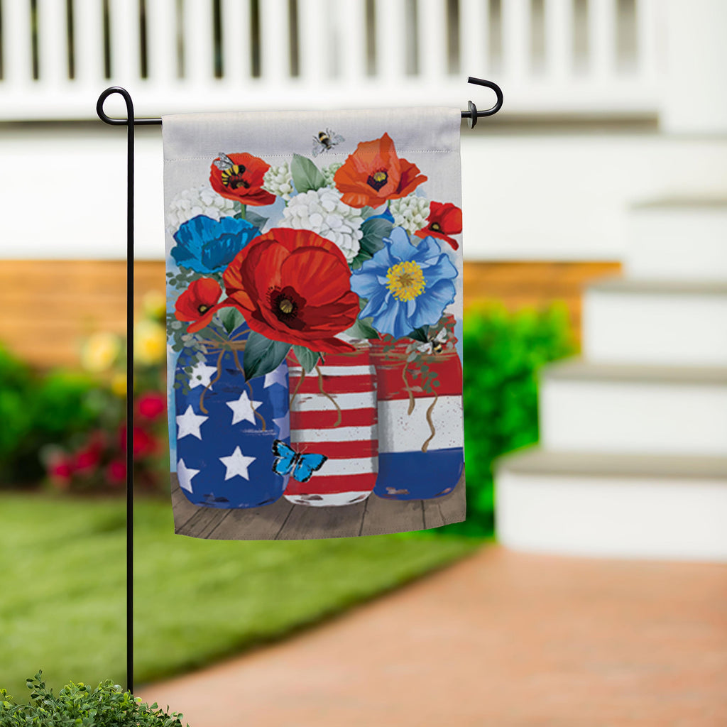Red White & Blue Jars Suede Garden Flag