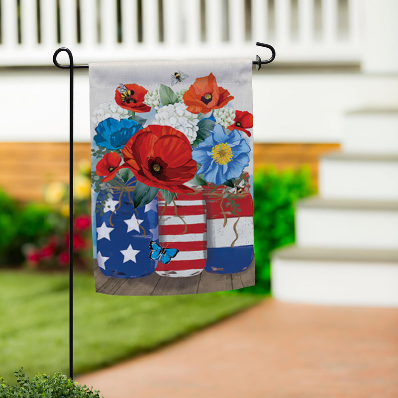 Red White & Blue Jars Suede Garden Flag