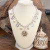 Boho Coin and Pearl Charms Silver Statement Necklace