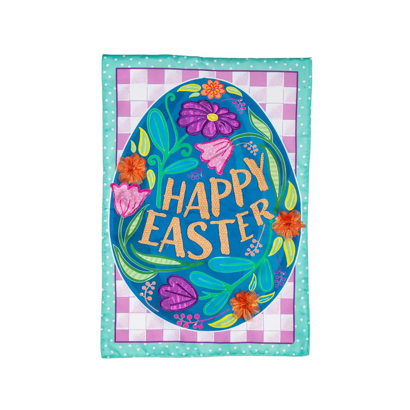 Happy Ester Egg Applique Garden Flag