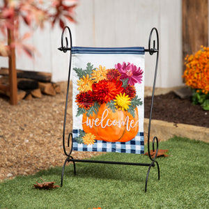 Mums & Pumpkin Applique Garden Flag