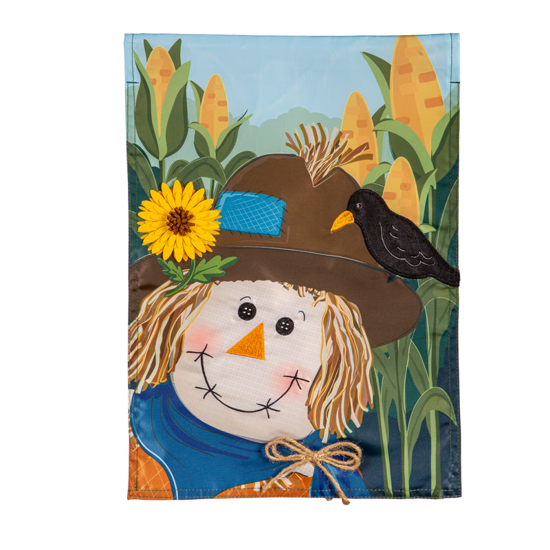 Scarecrow & Friend Applique Garden Flag