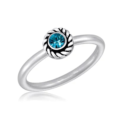 Blue Round Plain Stack Ring