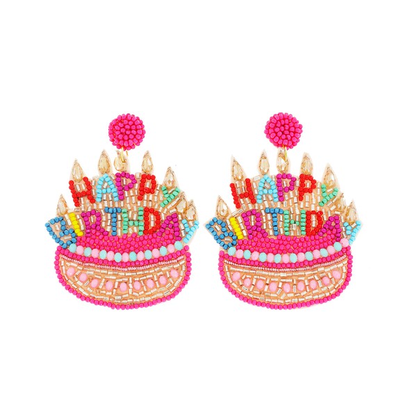 Birthday Cake Earrings - Pink