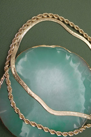 Herringbond & Rope Chain Set Necklace