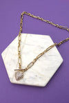 Link Chain Rhinestone Heart Necklace