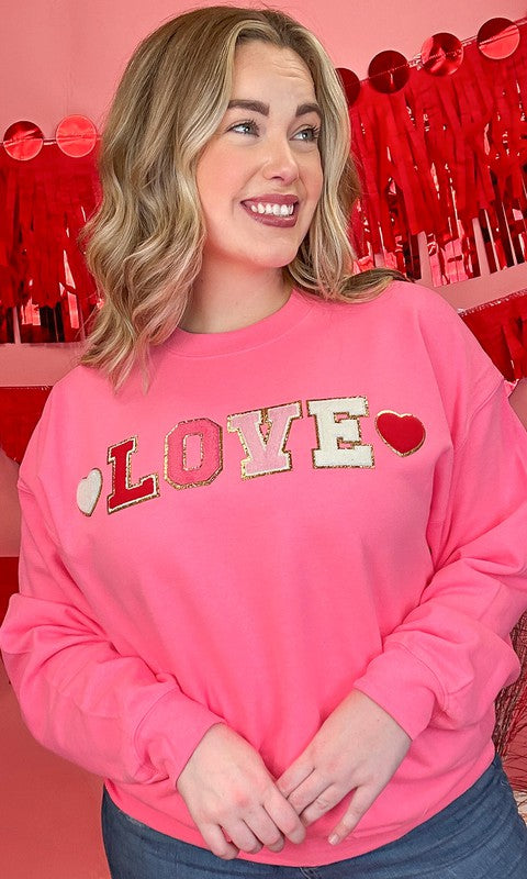 LOVE Chenille Letter Valentine's Sweatshirt