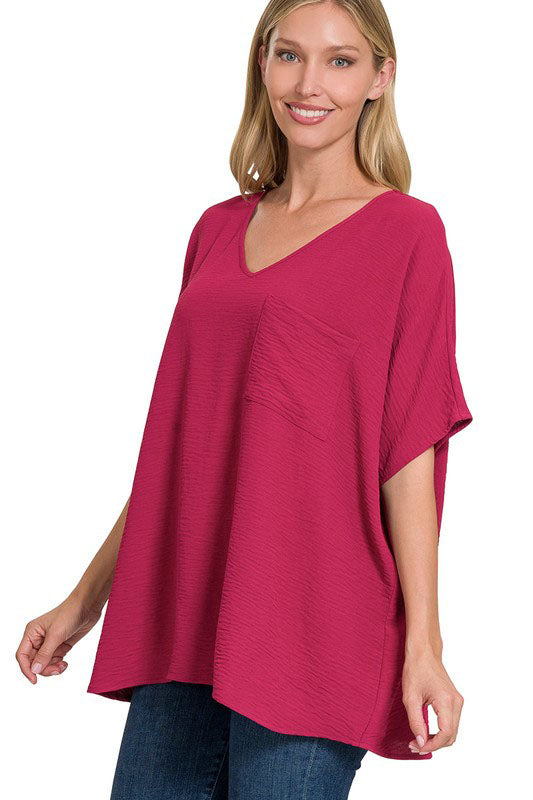 Carmen Cabernet Airflow V-Neck Dolman Top