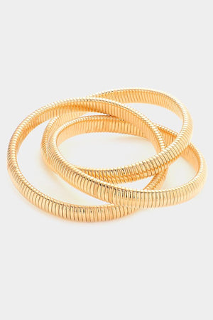 Kaliope Triple Layered Metal Bangle Bracelet