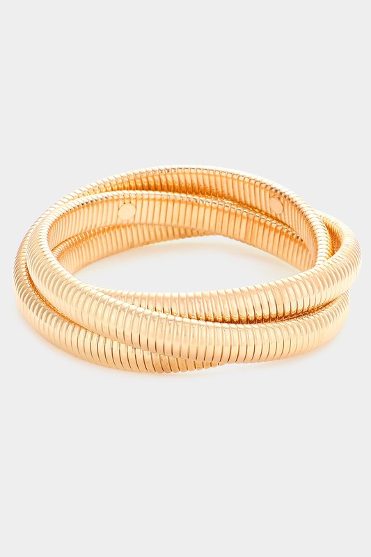 Kaliope Triple Layered Metal Bangle Bracelet