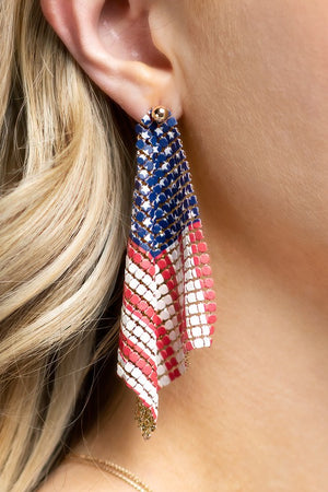 American Flag Mesh Chain Earrings