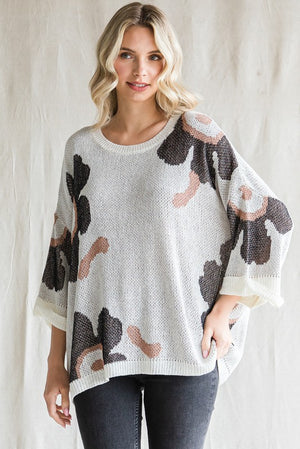 All Abloom Flower Print Knit Pullover