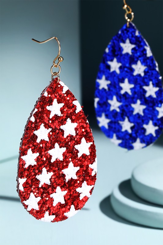 Patriotic Glitter Star Earrings