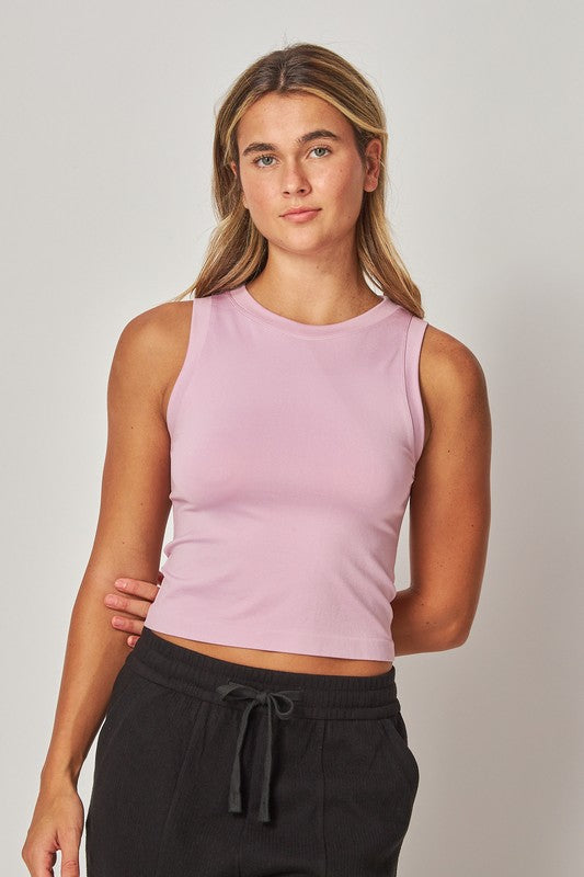 JoJo Gentle Mauve Smooth High Crew Neck Tank Top