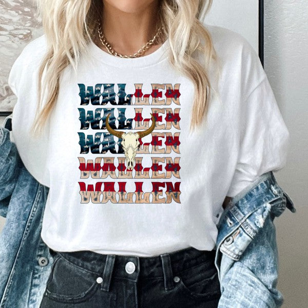 Red White & Blue Patriotic Wallen Tee