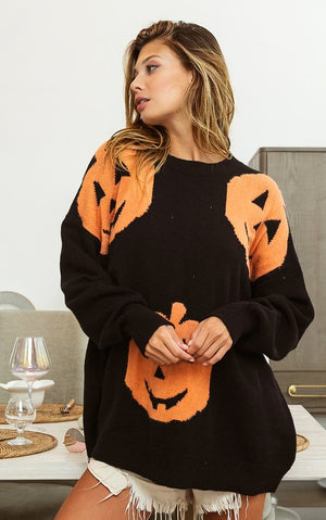 Big Pumpkin Embroidered Sweater
