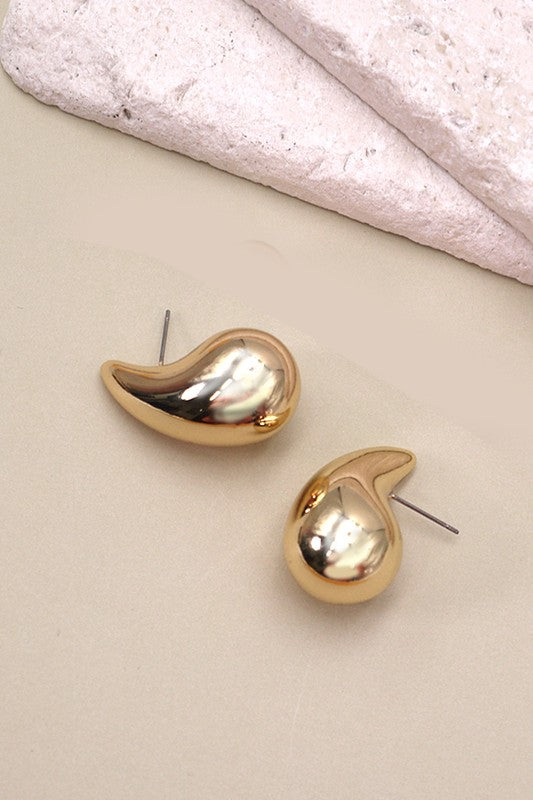 Luxury Shiny Gold Teardrop Earrings