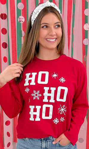 Sparkle HoHoHo Long Sleeve Christmas Tee