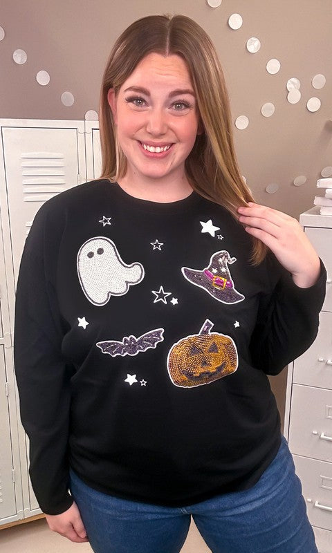Halloween Sparkle Long Sleeves Graphic Tee