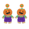 Jack O'Lantern Scarecrow Halloween Beaded Earrings