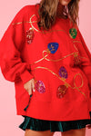 All Strung Up Red Multicolor Christmas Lights Sweatshirt