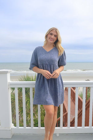 Indigo Simply Southern Gauze V-Neck Dress