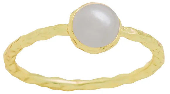 Round Pearl Gold Layers Ring