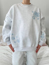Sunkissed Coconut Pearl Grey Tropical Embroidered Sweatshirt