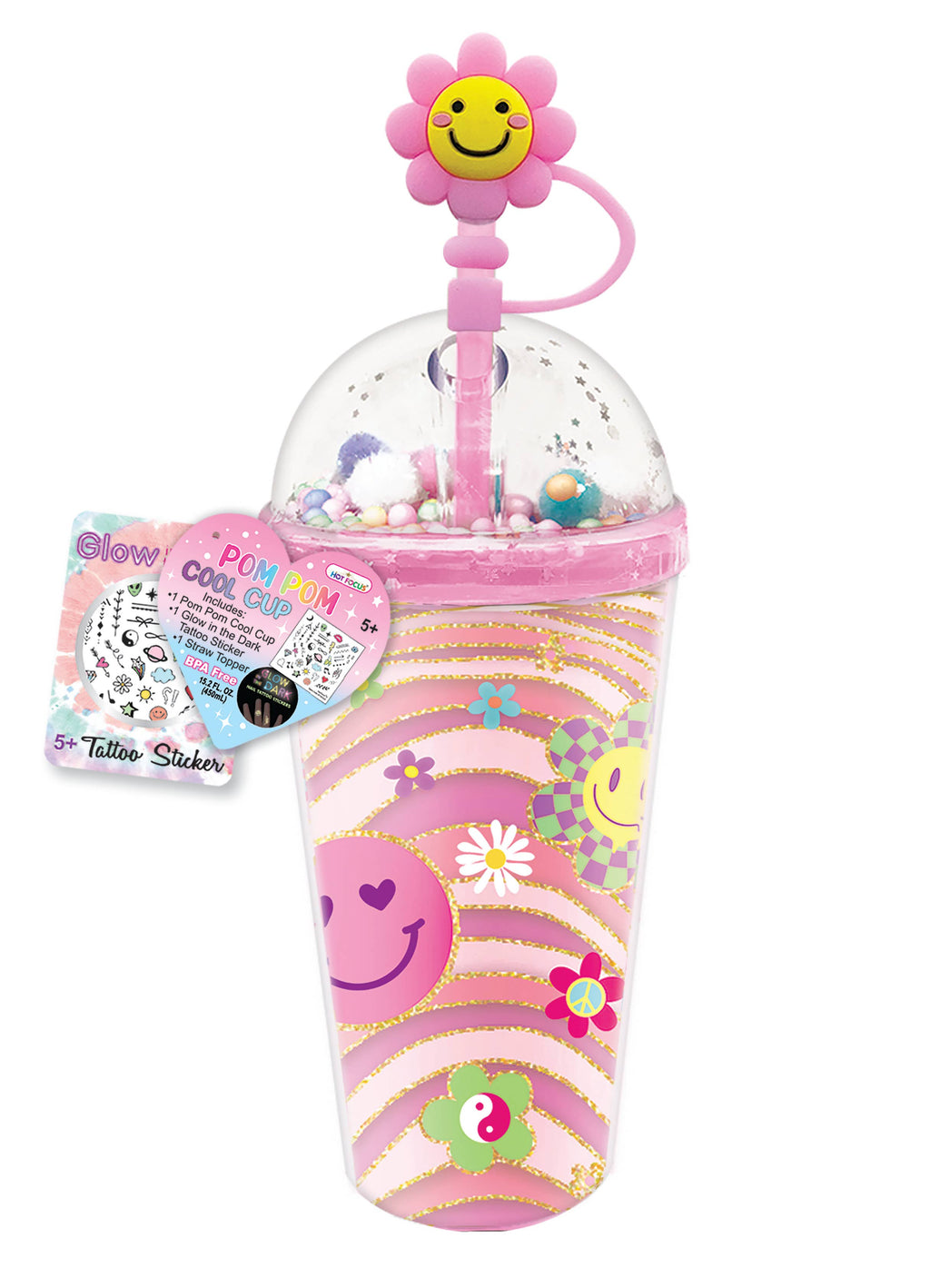 Groovy Flower Pom Pom Cool Cup