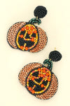 Jack O'Lantern Halloween Beaded Earrings