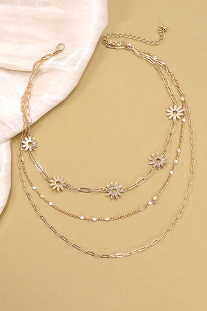 Daisy Charm Multi Layered Necklace