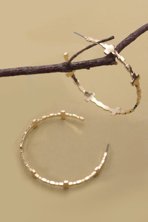 Cross Hoop Earrings