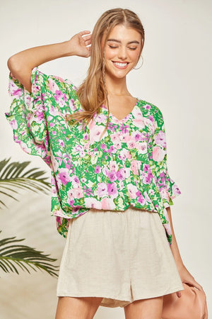 Breezy Blooms Floral Print Blouse