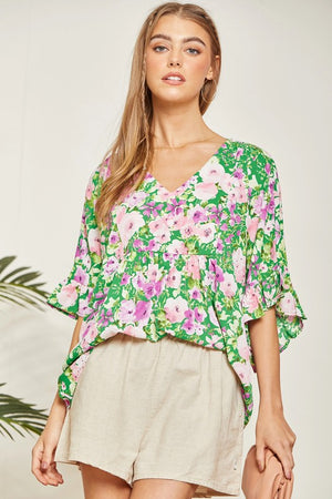 Breezy Blooms Floral Print Blouse