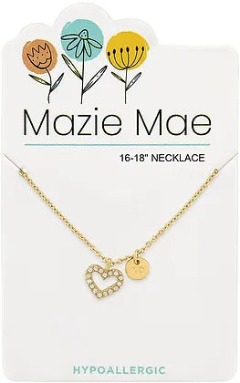 Gold Open White Opal Heart & "XO" Dangle Mazie Mae Necklace