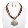 Western Navajo Pearl Beaded Cross Necklace