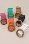 Wooden Buckle Woven Rattan Stretch Belt