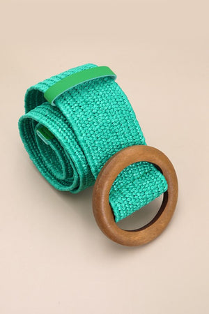 Wooden Buckle Woven Rattan Stretch Belt