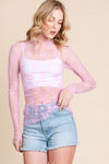 Seeing Clearly Pink All Over Sheer Lace Top