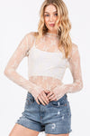 Seeing Clearly Taupe All Over Sheer Lace Top