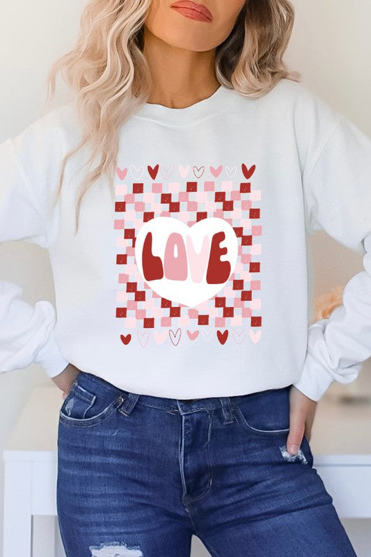 LOVE Checkered Long Sleeve Valentine Tee