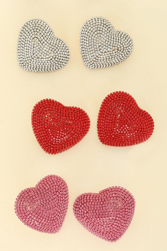 Crystal Pave Heart Earrings