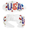 USA Patriotic Jeweled Beaded Headband