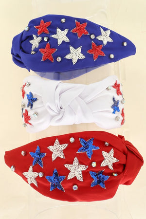 Patriotic Stars Jeweled Beaded Headband