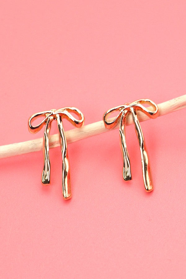 Long Bow Stud Earrings