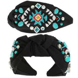 Western Aztec Beaded Knotted Headband