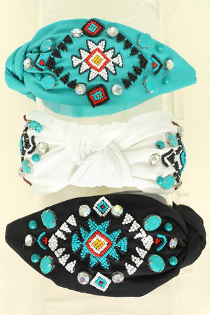 Western Aztec Beaded Knotted Headband