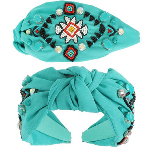 Western Aztec Beaded Knotted Headband